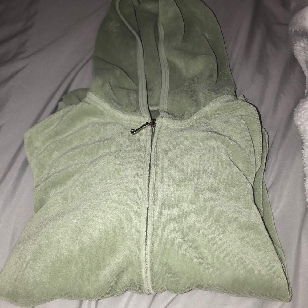 light green juicy couture zip up track top